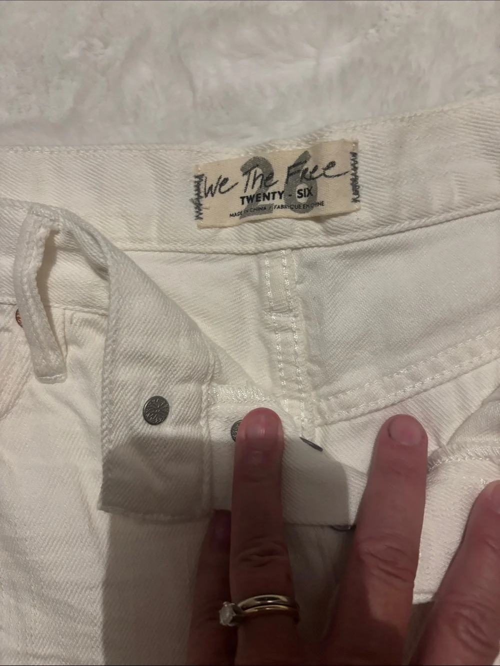We The Free White Distressed Denim Cutoff Shorts